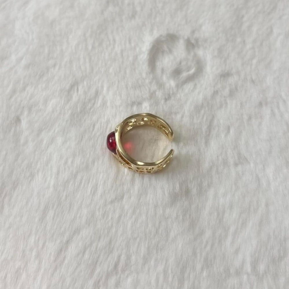 5/$15 🩷 MUST BUNDLE Gold Open Band Ring with Deep Red Cabochon - Picture 6 of 6
